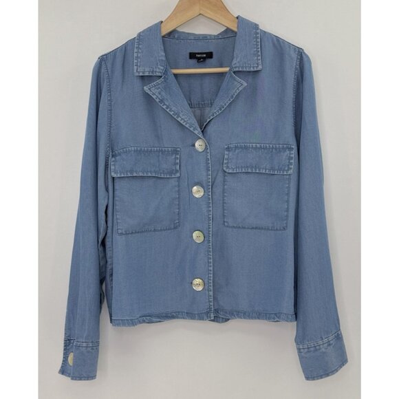 Kensie Long Sleeve Button Down Chambray Blouse‎ Sz M Western Country Cowgirl - Picture 1 of 9